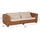 Set kopshti lounge 4-pjesësh Tropel rattan natyral & druri mahagoni jastëkë të bardha (HM9656), bardhë