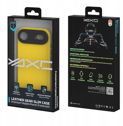 Маска за телефон YAXO Leather Gear Slim, MagSafe, за iPhone Air, жолта
