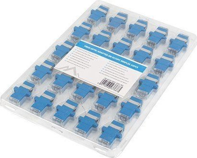 Adapter fibër optike SM SC UPC simplex, set 25 copë, blu transparent