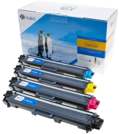 Kartushë lazer G&amp;G për Brother TN241, komplet 4 copë, e zezë, cyan, magenta, yellow