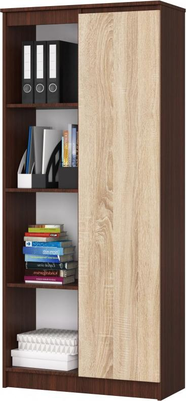 Raft librash Office Bookcase R CLP 1D 4S, 80x180cm, panel i laminuar 16mm, wenge edhe sonoma