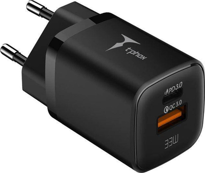 Karikues AC T-phox Handy Series T-PP08, 33W, me USB dhe USB-C, i zi