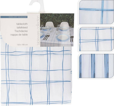 Mbulesë tavoline Excellent Houseware Tablecloth, poliester, 130x180 cm, e bardhë me blu
