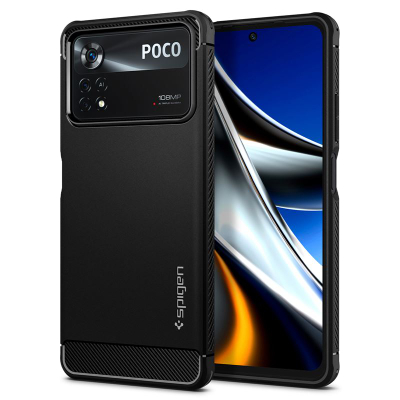 Mbështjellës për Xiaomi POCO X4 Pro 5G Spigen Rugged Armor, i zi