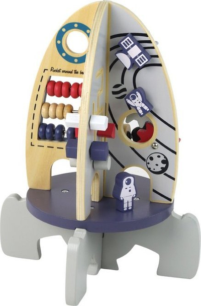 Lodër druri raketë Leantoys, edukative, shumëngjyrëshe