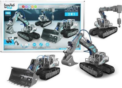 Lodër ndërtimi Artyk Hydraulic Vehicles 3 në 1, model me zinxhir, sistem hidraulik, gri me blu