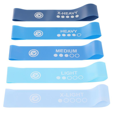 Shirita rezistence për fitnes EneroFit, set me 5 copa, nivele të ndryshme, blu
