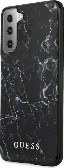 Maskë telefoni Guess Marble për Samsung Galaxy S21+, kapak i fortë, i zi