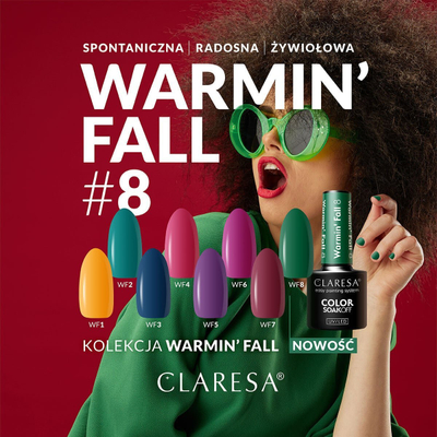 Llak thonjsh hibrid Claresa Warmin' Fall 8, 5g, UV LED, jeshile e errët