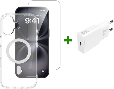 Set aksesorësh 4smarts 3n1 Premium për Apple iPhone 17, MagSafe, transparent