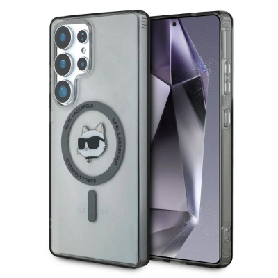 Kapak telefoni Karl Lagerfeld Choupette për Samsung S25 Ultra, magnetik, transparent, gri me të zezë