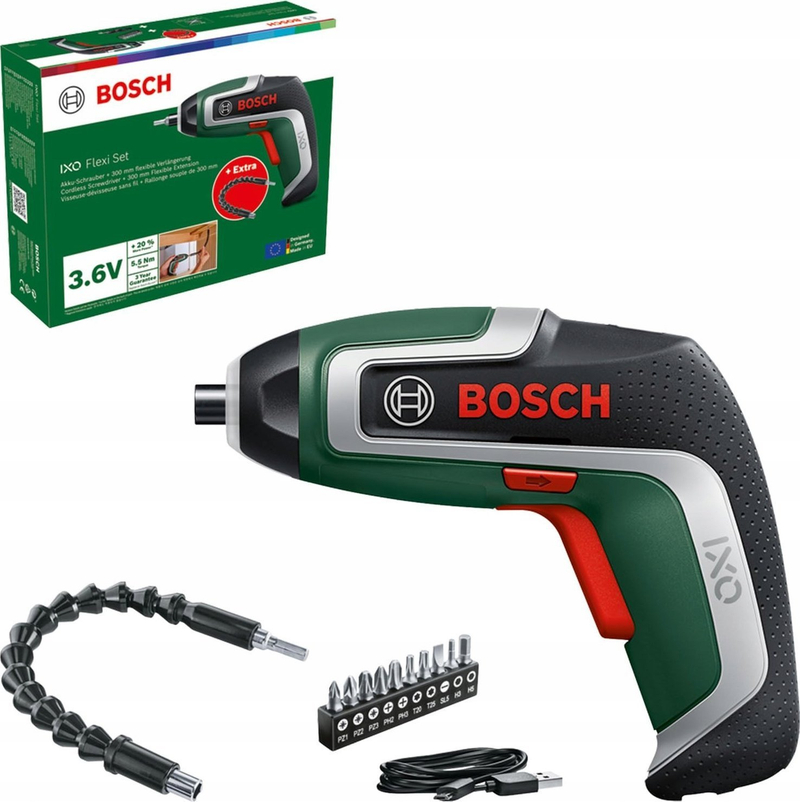 Kaçavidë elektrike Bosch IXO 7 Flexi Set, 3.6V, pa kabllo