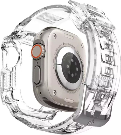 Rrip ore inteligjente Spigen Rugged Armor Pro për Apple Watch Ultra 49mm, TPU, Crystal Clear, transparent