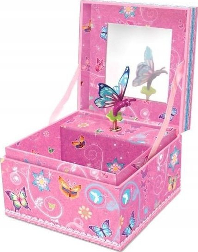 Kuti muzikore Pulio Pecoware Classic Butterflies 2, mekanizëm me dredhje, me pasqyrë dhe hapësirë bizhuterish, rozë