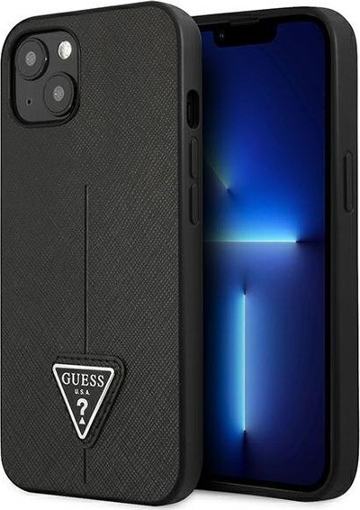 Futrollë Guess Saffiano Triangle Logo për iPhone 14 Plus 6.7", hardcase, e zezë