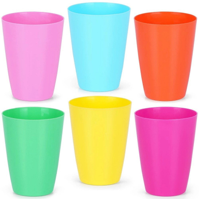 Set 6 gota plastike shumëngjyrëshe, të ripërdorshme, 270ml