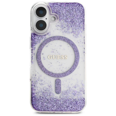Mbrojtëse telefoni Guess Glitter Guhmp16Srgrgeu për iPhone 16, MagSafe, vjollcë