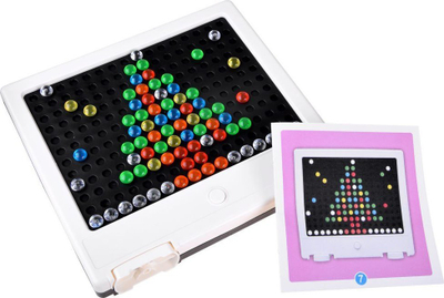 Lojë mozaik LED Jokomisiada Lite Brite, 129 pjesë, tabelë me drita, e zezë e bardhë