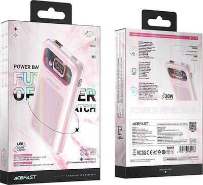 Power bank ACEFAST M1 Crystal, 10000mAh, 30W, rozë