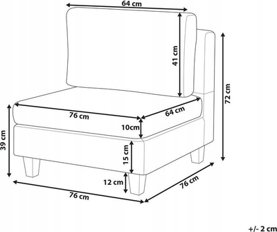 Element kolltuku modular 1-vendsh, 76x76 cm, material poliester, e bardhë
