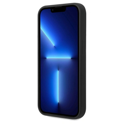 Këllëf telefoni BMW M Silicone për iPhone 15 Pro Max, me shirita blu edhe të kuq, i zi