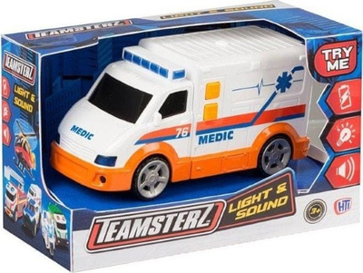 Ambulancë lodër Teamsterz Small Light and Sound International, me drita dhe tinguj, shumëngjyrëshe