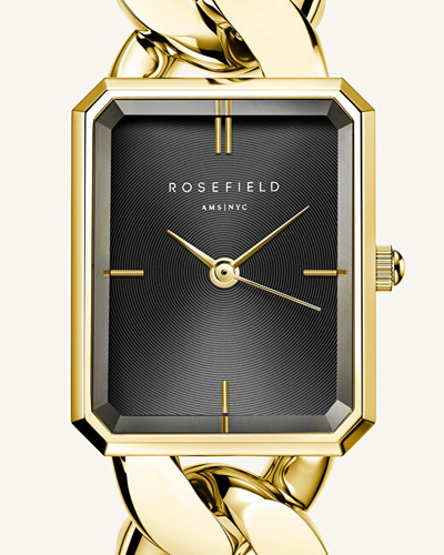 Orë dore për goca Rosefield The Octagon XS Studio SBGSG-O57, e artë/zezë