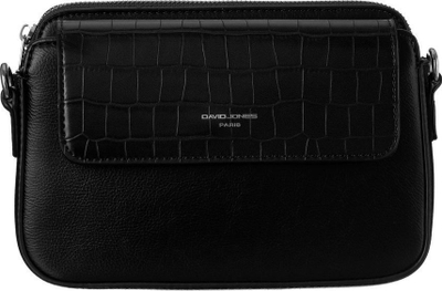 Çantë crossbody David Jones, lëkurë ekologjike, kapak krokodil, e zezë