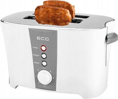 Toster ECG ST 818, 800W, 2 feta, i bardhë