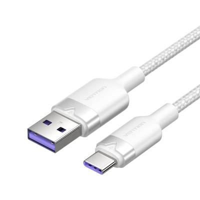 Kabllo USB Vention, USB-A në USB-C, 2m, 6A 100W, e bardhë