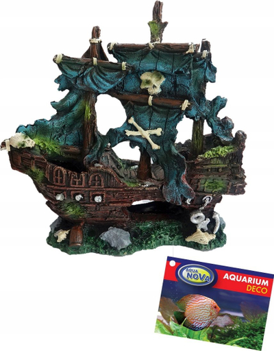 Ornament peshkinere Aqua Nova Pirate Ship AN3013, qeramike, 22x9x23 cm, shumngjyrësh