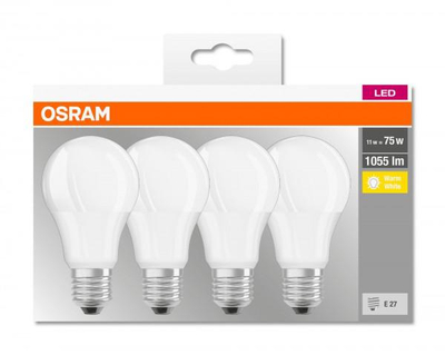 Set llamba LED OSRAM CLASSIC A, E27, 10W 2700K 1055lm, e bardhë