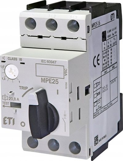 Моторен прекинувач ETI MPE25 1.6, 1.0–1.6A, 690V AC, сив