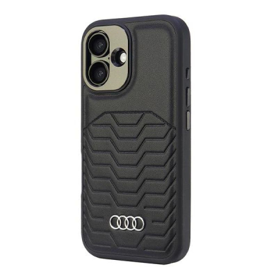 Kapak telefoni Audi Hardcase MagSafe, për iPhone 16 6.1", lëkurë sintetike, i zi