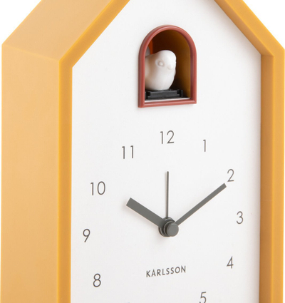 Ora alarmi Karlsson Modern Cuckoo, analoge, plastike, e bardhë