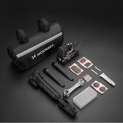 Set veglash biçiklete Wozinsky 16 në 1, multitool, me çantë, i zi
