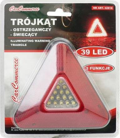 Trekëndësh paralajmërimi CARCOMMERCE 42818, 39 LED, me magnet, i kuq