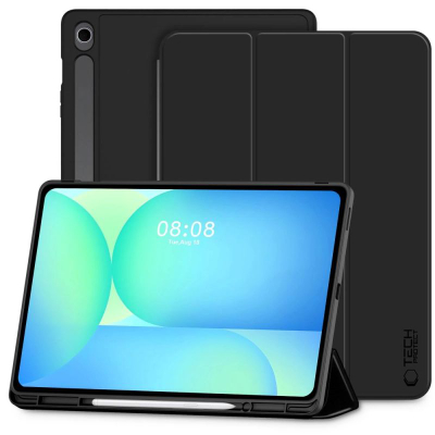 Kapak tablet Tech-Protect SmartCase Pen për Samsung Galaxy Tab S10 FE Plus, bëhet dhe këmbëz, ngjyrë e zezë