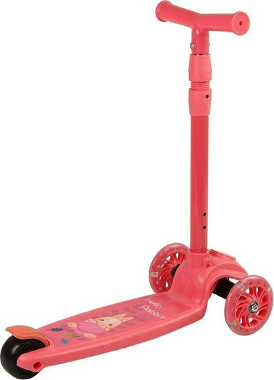 Trotinet për kalamaj Leantoys Rabbit, 3 rrota, me drita, rozë