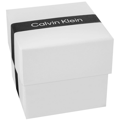 Ora burrash Calvin Klein Gents, 44mm, rrip lëkure, e zezë
