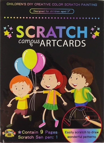 Set vizatimi me gërvishtje Scratch-off Coloring School, për kalamaj, shumëngjyrësh