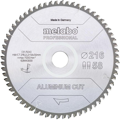 Teh rrethor Metabo 628443000, 216x30mm, 58 dhëmbë, metal