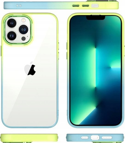 Kapak telefoni Maxximus MX Rainbow për iPhone 15 Pro, 6.1", transparent, jeshile blu