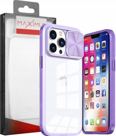 Kuti mbrojtëse Maximus Camslider për iPhone 11 Pro 5.8", me kapak kamere, transparente, vjollcë