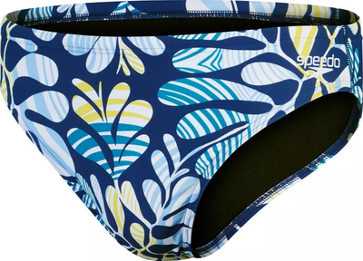 Rroba banje për burra Speedo 5cm Escape Briefs, ECO EnduraFlex, print me shumë ngjyra, blu