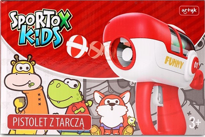 Lodër pistoletë me shenjë Artyk Sportox Kids, 6 toptha me Velcro, për kalamaj 3+, shumëngjyrëshe