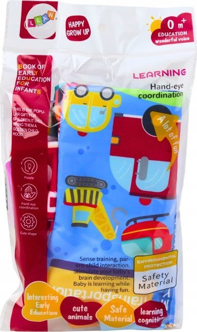 Libër i butë edukativ LEAN Toys Cars and Vehicles, për bebe, shumëngjyrësh