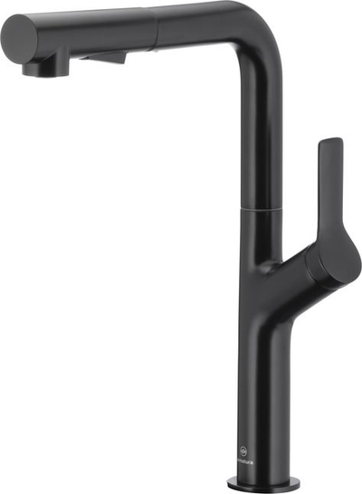 Rubinet kuzhine KFA Duero Design 6623-220-81, me dush tërheqës, i zi mat