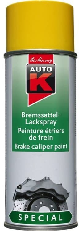 Spray bojë klepsash freni AUTO K, rezistente ndaj nxehtësisë, 400ml, e verdhë me shkëlqim