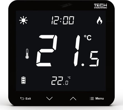 Termostat dhome Tech Controller ST-297V3, montim i fshehtë, panel xhami 3 mm, i zi